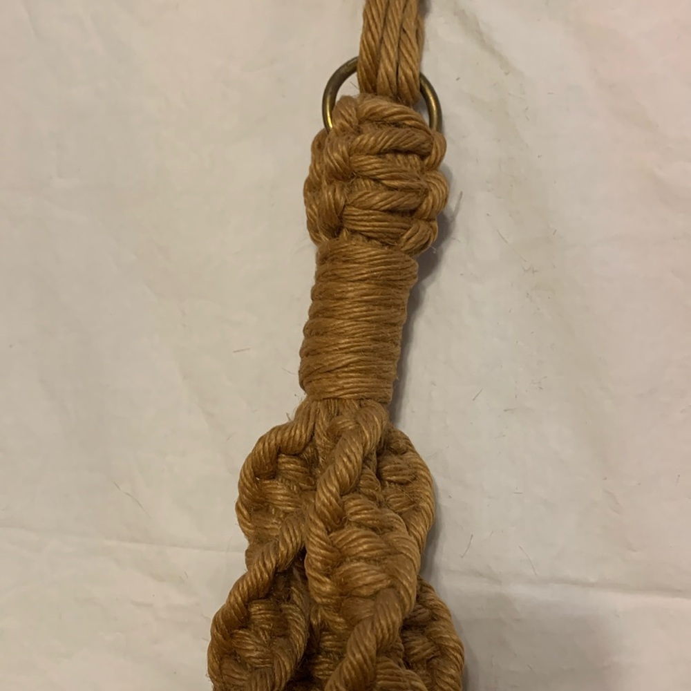 Boho Macramé Plant Holder Handmade Craft Brown Wooden Beads Porch Herb Garden - Picture 7 of 10